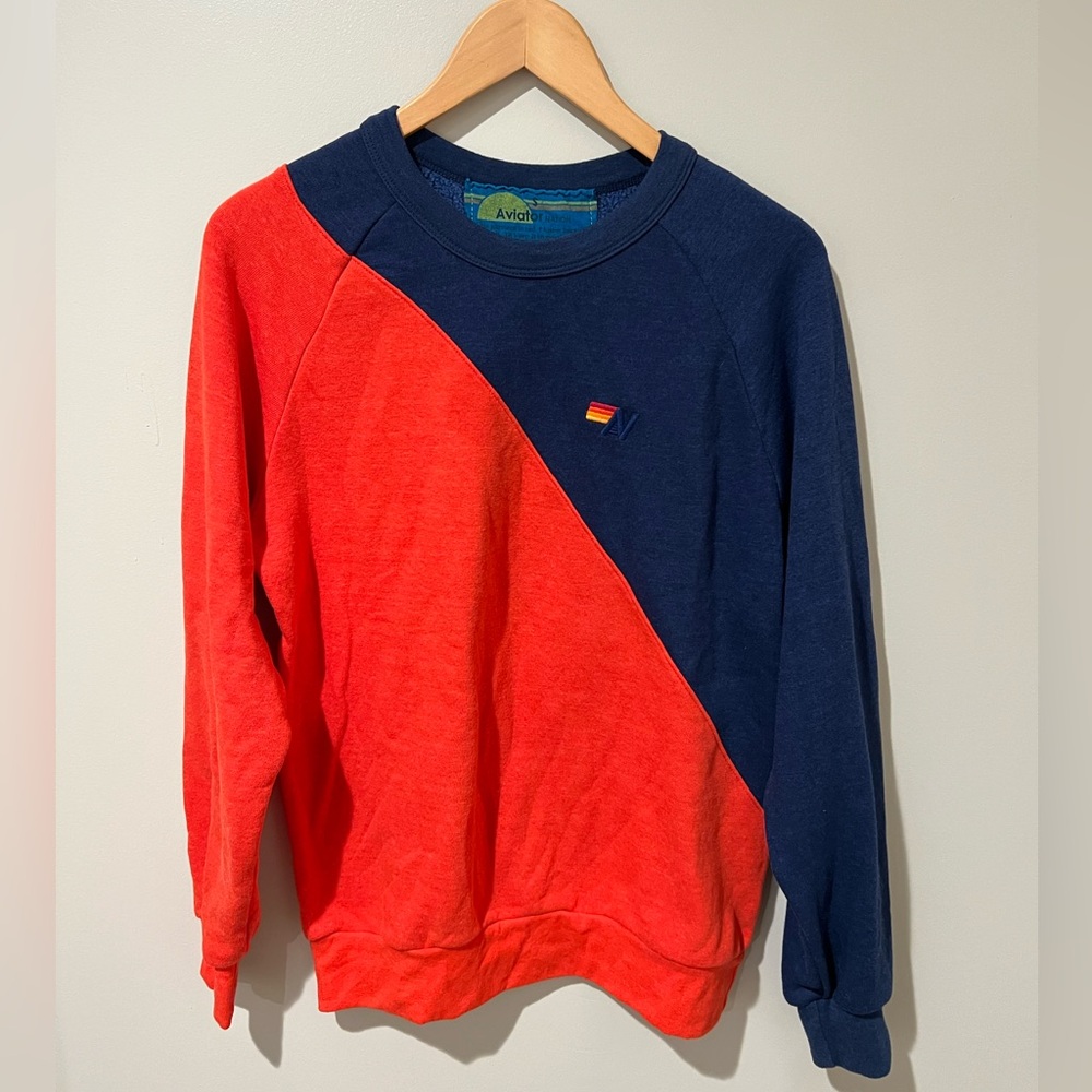 Aviator Nation Red and Blue Crewneck Sweater
